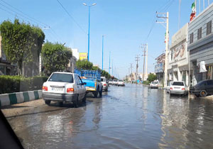 غرق شدن خیابان‌های اهواز در آب + فیلم