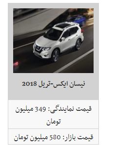 قیمت محصولات نیسان در بازار و نمایندگی