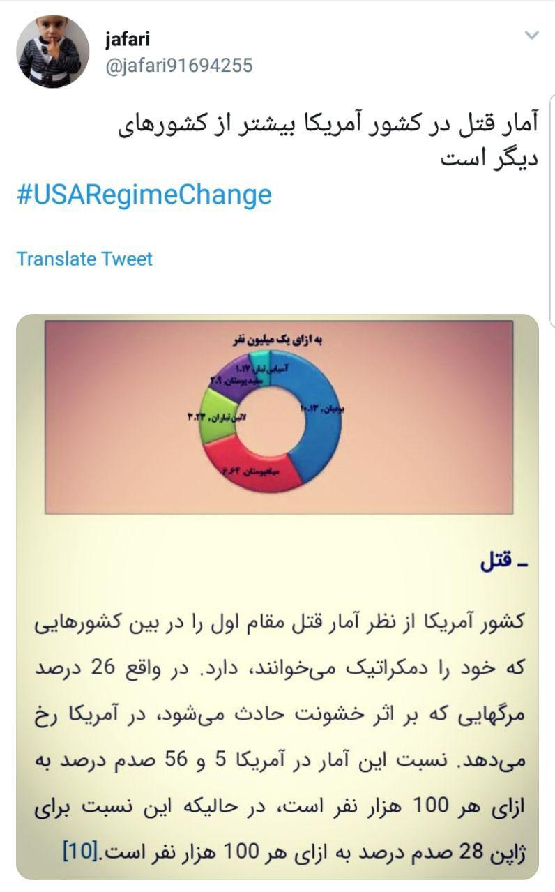 مشکلات جامعه آمریکا با هشتگ USAChangeRegime# به