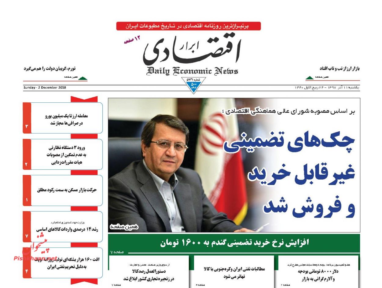 صفحه نخست روزنامه&zwnj;های اقتصادی ۱۱ آذر ماه