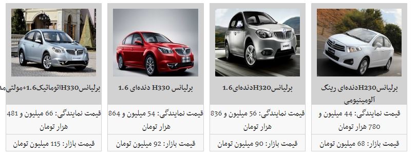قیمت تمام شده برلیانس چقدر است؟
