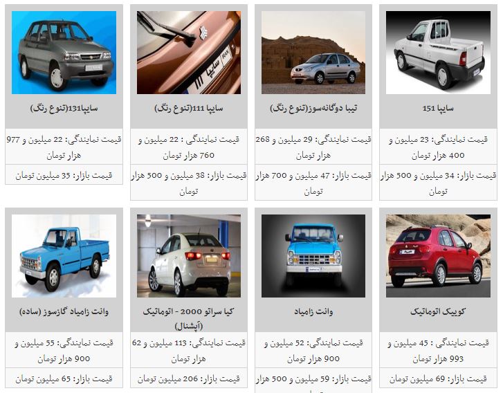 قیمت خودرو سیر صعودی یافت+جدول