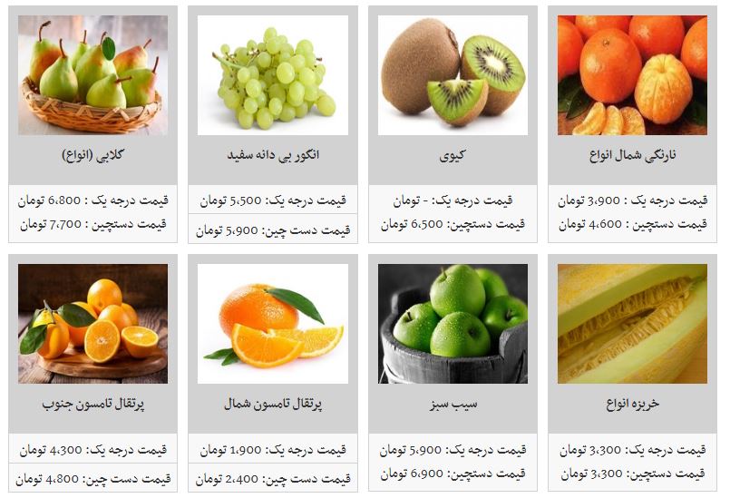 قیمت انواع میوه در میادین میوه و تره بار