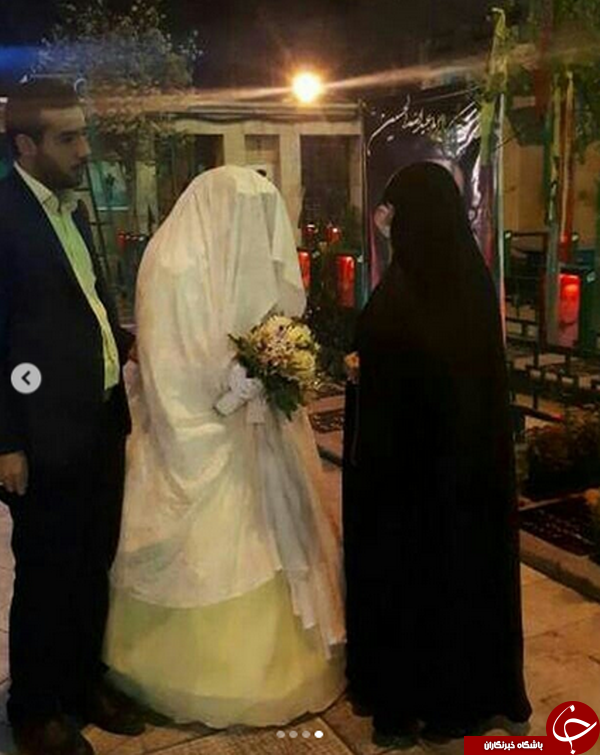 آغاز متفاوت زندگی زوج جوان در کنار مزار شهید مدافع امنیت +عکس