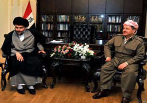 مسعود بارزانی با مقتدی صدر در نجف دیدار کرد