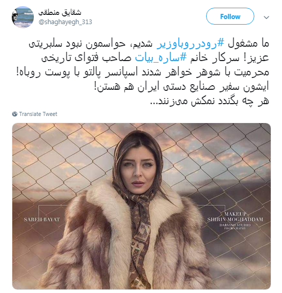 تبلیغ پالتو پوست روباه توسط سفیر صنایع دستی! +تصویر