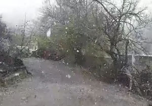 فیلمی از بارش برف پاییزی در روستای قره‌آغاج
