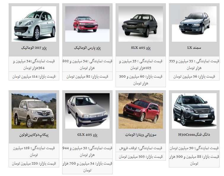 قیمت خودرو افزایش یافت+جدول