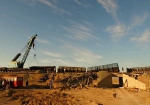 خروج قطار باری از ریل در طبس