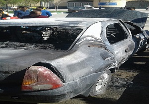 یک خودرو در پی روشن‌کردن پیک‌نیک دچار حریق شد