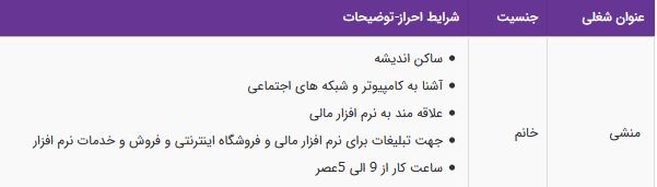 استخدام منشی در یک مجموعه معتبر در تهران