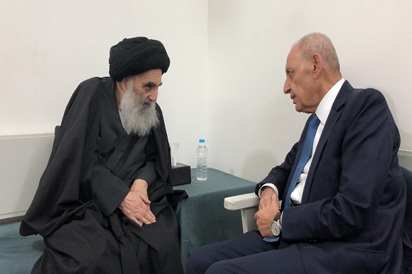 دیدار نبیه بری با آیتالله سیستانی در نجف دیدار نبیه بری با آیتالله سیستانی در نجف