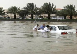 بخش‌هایی از شهر فلوجه عراق زیر آب رفت