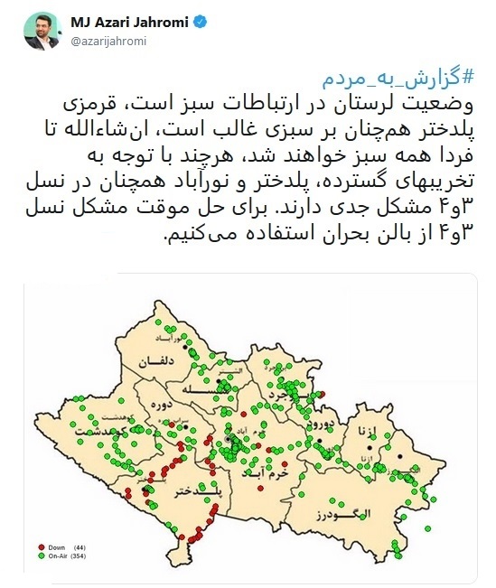 پلدختر و نورآباد در نسل ۳و۴ مشکل جدی دارند/ برای حل موقت مشکل از بالن بحران استفاده می&zwnj;کنیم