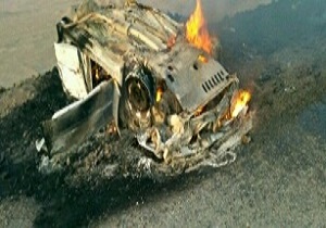 واژگونی و آتش سوزی خودروی حامل سوخت قاچاق