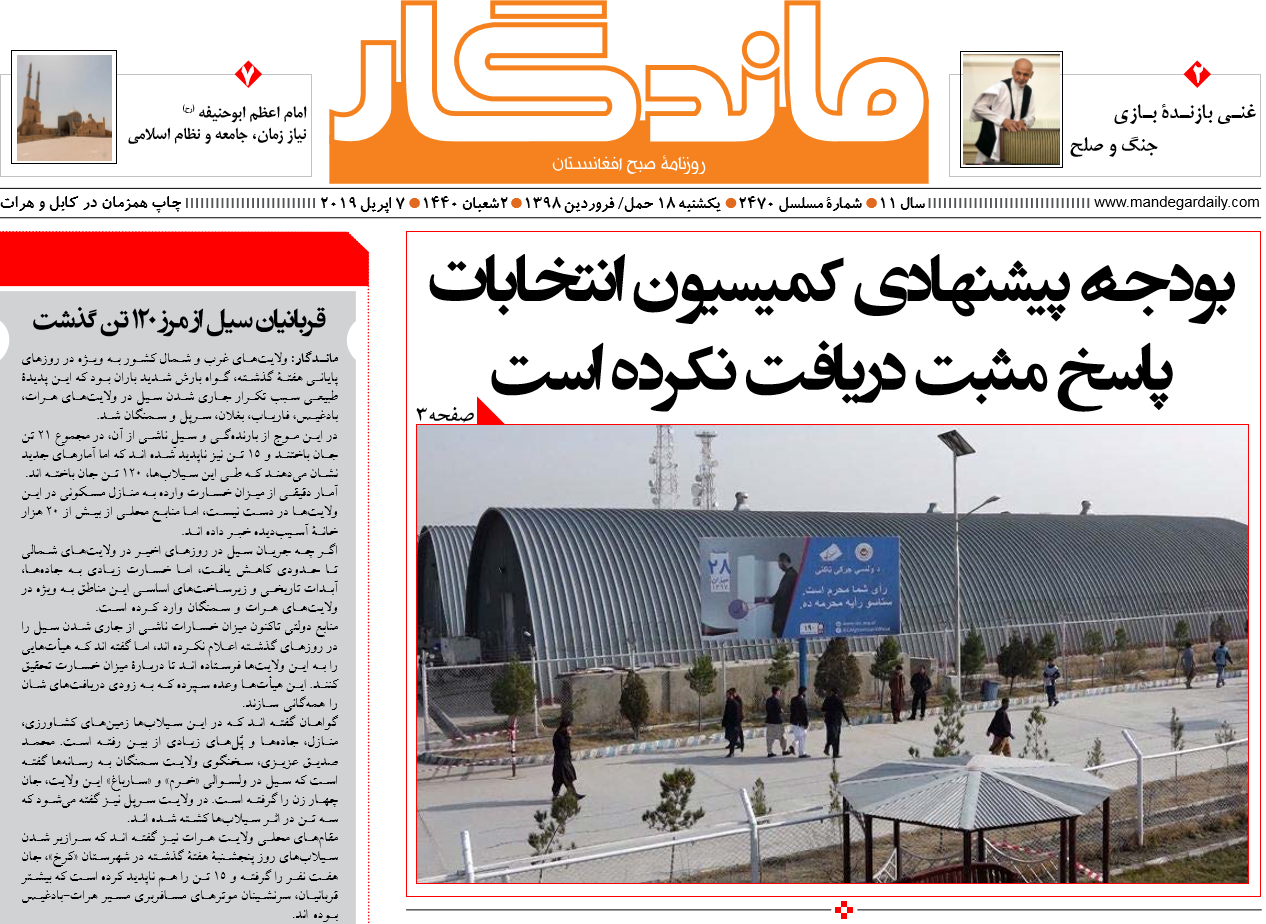 تصاویر صفحه اول روزنامه های افغانستان/ 18 حمل