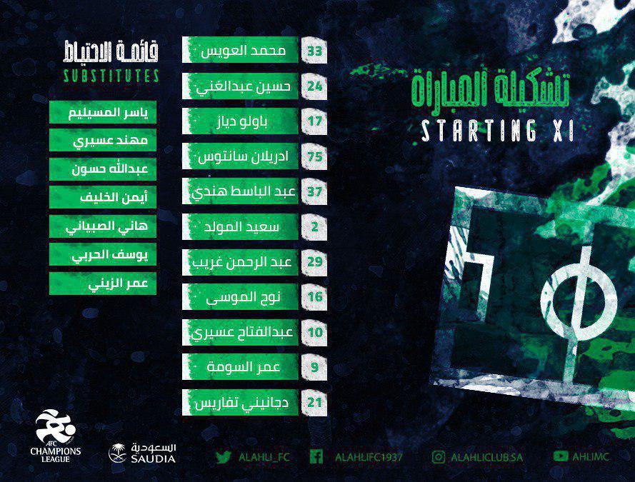 ترکیب الاهلی عربستان مقابل پرسپولیس مشخص شد