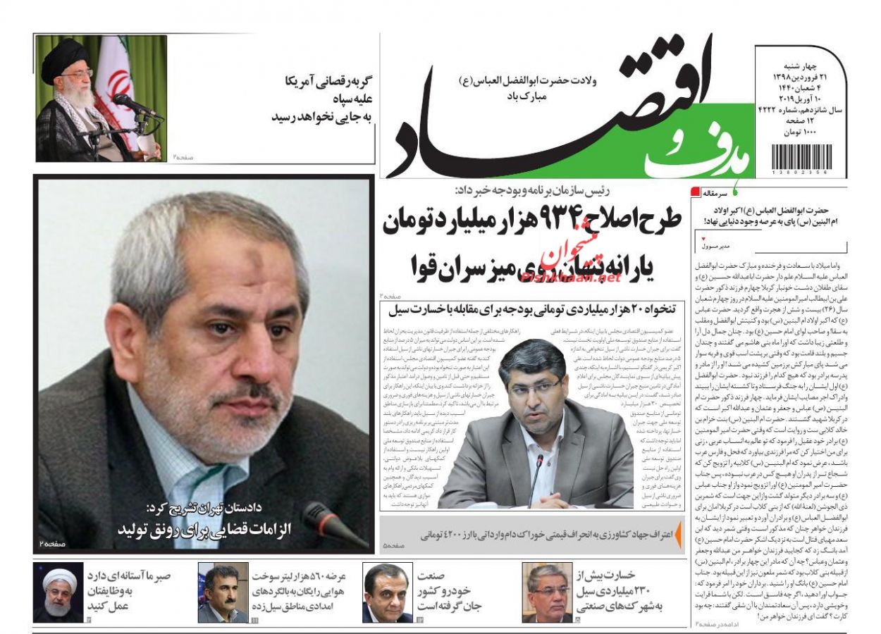 صفحه نخست روزنامه&zwnj;های اقتصادی ۲۱ فروردین ماه