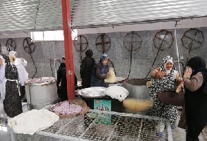 پخت نان بانوان آیسکی برای سیل زدگان