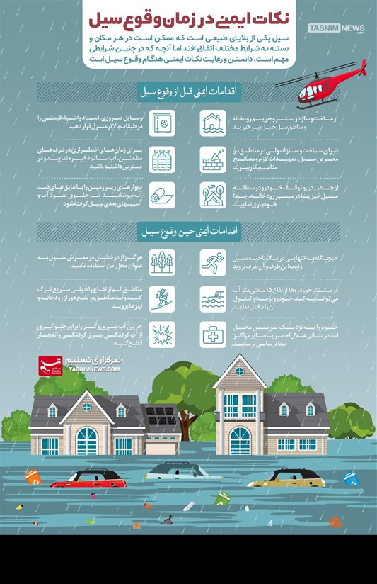نکات ایمنی هنگام وقوع سیل + اینفوگرافیک
