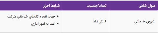 استخدام نیروی خدماتی آقا در شرکت سپید یاس فراز