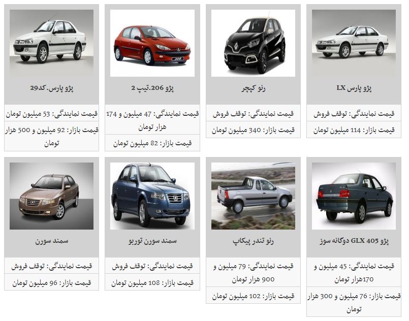 قیمت خودروهای داخلی