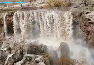 خروش آبشار شرشر قینرجه بعد از بارندگی + فیلم