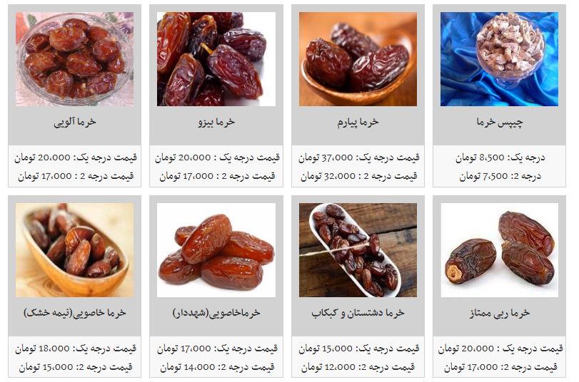 بهای خرما در بازار چقدر است؟