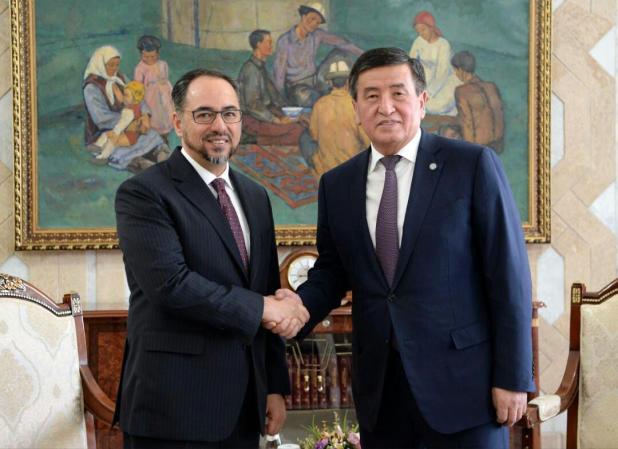 دیدار و گفتگوی ربانی با رئیس جمهور قرقیزستان در بیشکک