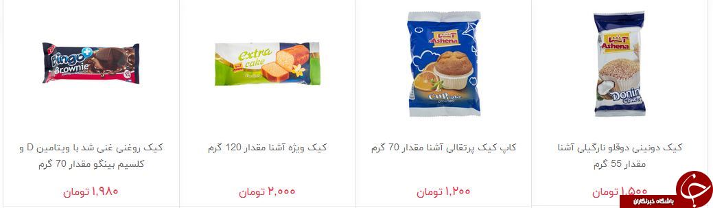 قیمت انواع کیک و کلوچه در بازار