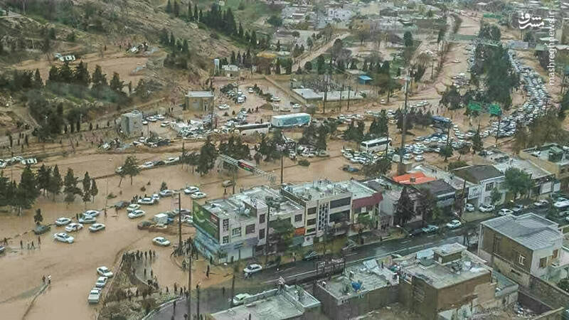 عکس هوایی از شهر سیل&zwnj;زده شیراز را ببینید