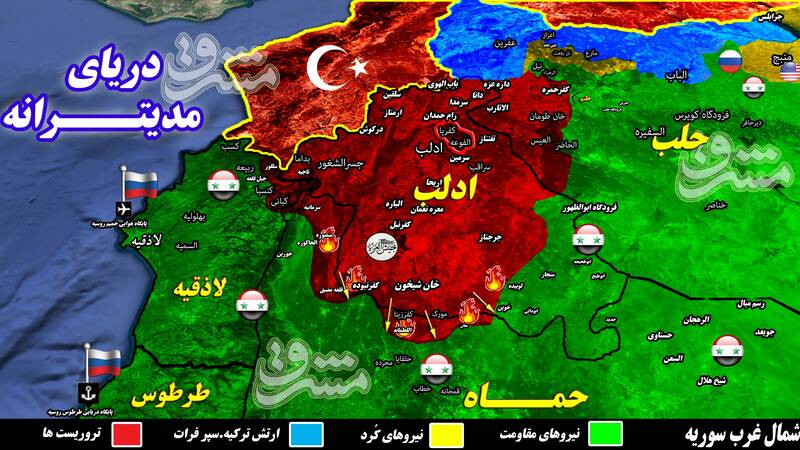 ضربات سنگین ارتش سوریه بر پیکره تروریست&zwnj;های هیات تحریرالشام در جنوب استان ادلب + نقشه میدانی و عکس