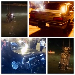 نجات راننده خودرو از دریا دراسکله بندرلنگه