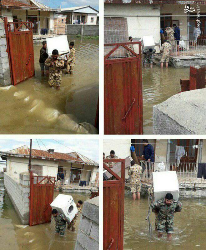 اقدام زیبای افسری در مناطق سیل زده