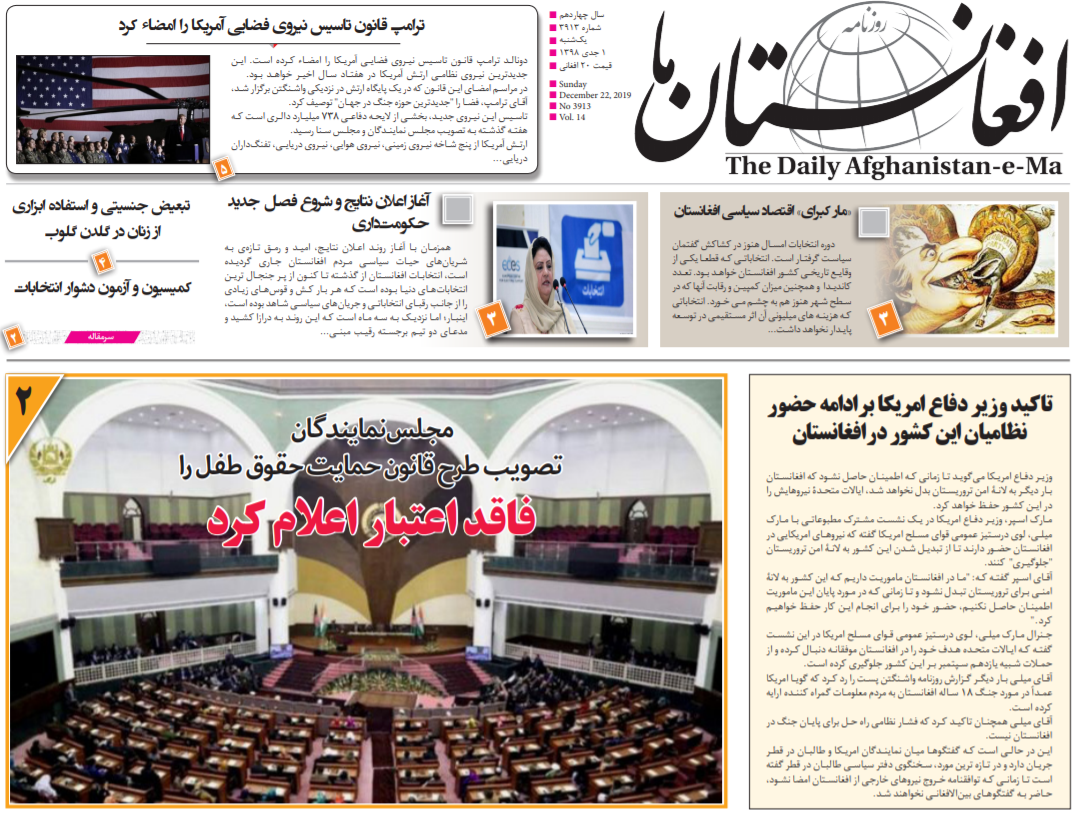 تصاویر صفحه اول روزنامه های افغانستان/ ۱ جدی
