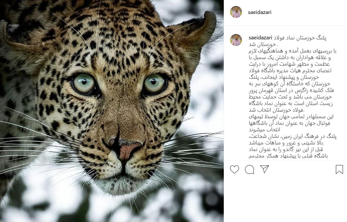 یوزپلنگ خوزستان به عنوان نماد تیم فولاد انتخاب شد