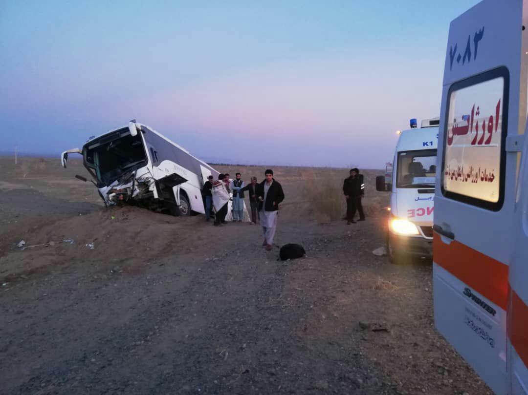 واژگونی اتوبوس زاهدان -مشهد 