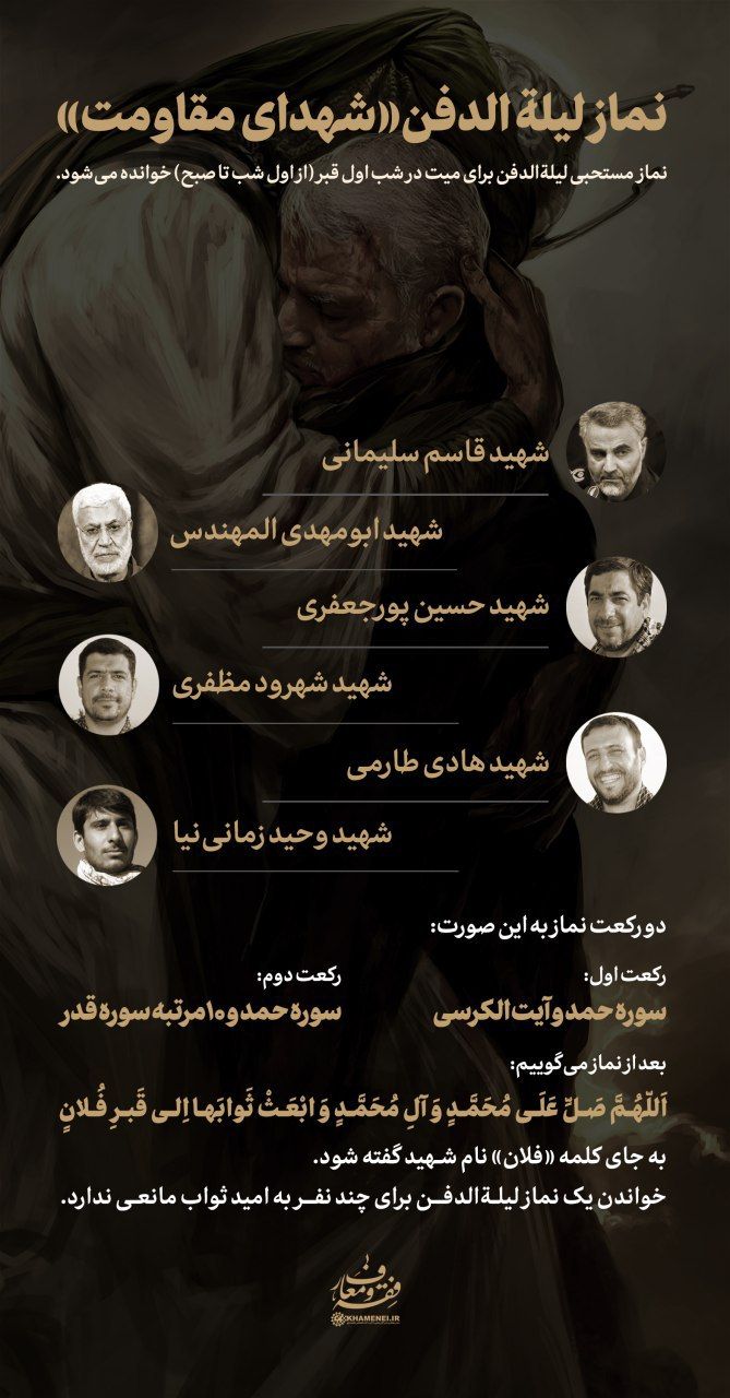 کیفیت نماز لیله الدفن برای شهدای مقاومت