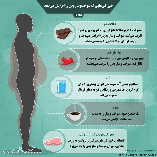خوراکی&zwnj;هایی که سوخت&zwnj;وساز بدن را افزایش می&zwnj;دهد + اینفوگرافیک