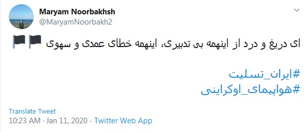 واکنش کاربران به خطای انسانی در سقوط هواپیمای اوکراینی واکنش کاربران به خطای انسانی در سقوط هواپیمای اوکراینی