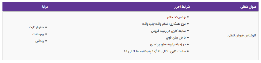 استخدام کارشناس فروش تلفنی در یک شرکت معتبر