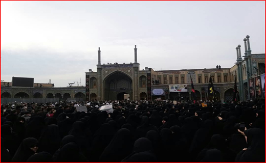 خاکسپاری هفت لاله سانحه هوایی در حرم بانوی کرامت(س)