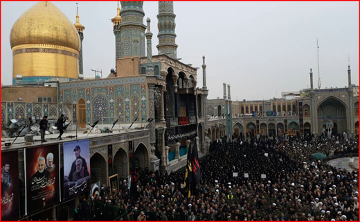خاکسپاری هفت لاله سانحه هوایی در حرم بانوی کرامت(س)