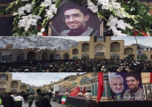 تصاویری از تشییع پیکر شهید سانحه سقوط  هواپیمای اوکراینی در تفت و بهاباد
