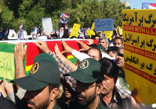 برگزاری راهپیمایی حمایت از اقتدار نظام و تشییع پیکر شهید سانحه هوایی در بندرعباس