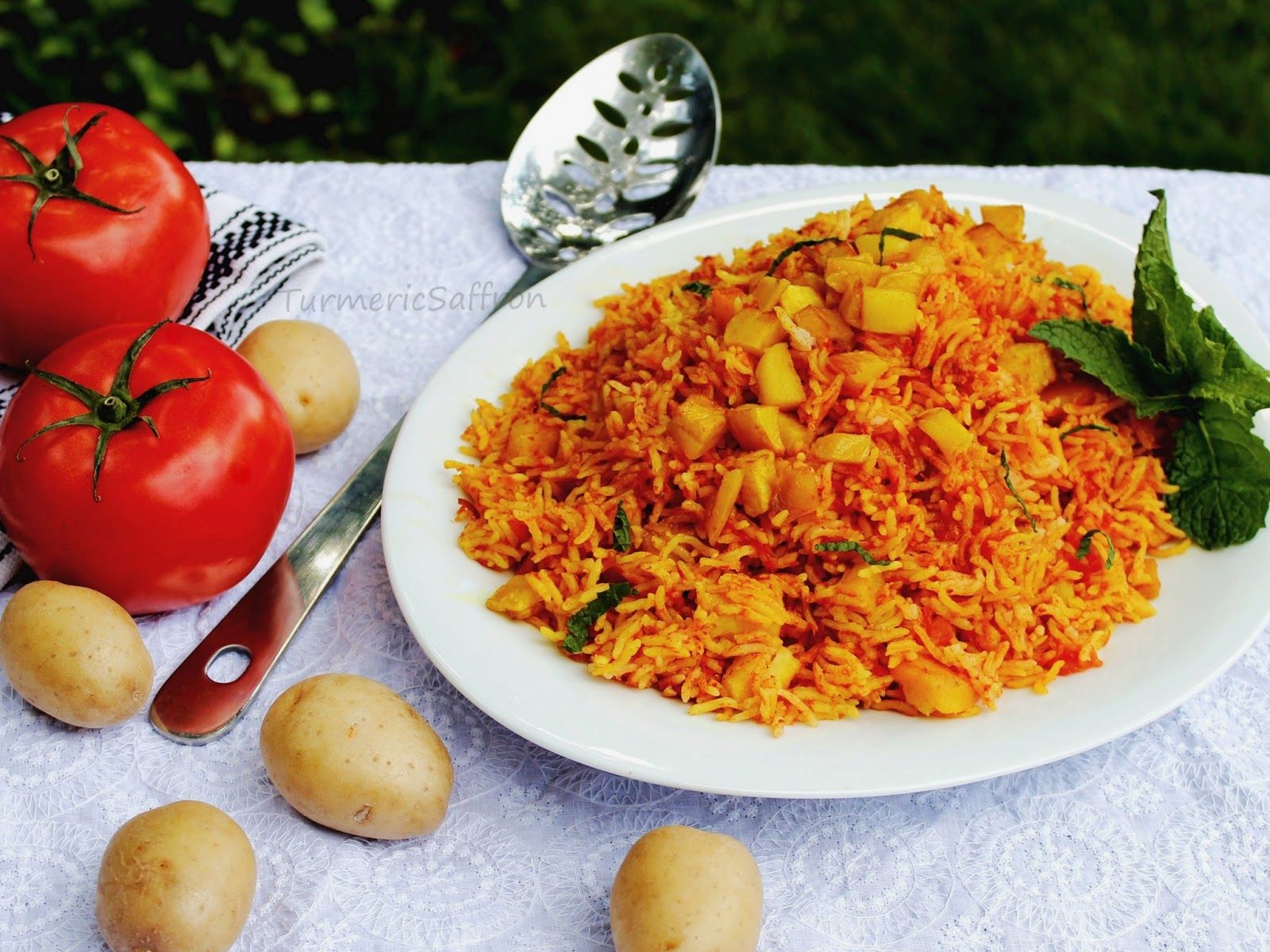 طرز تهیه دمی گوجه خوشمزه با سیب زمینی بدون گوشت یا انواع گوشت قرمز و سفید