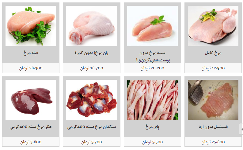 خرید گوشت مرغ بسته بندی در غرفه تب تره بار چقدر تمام می شود؟