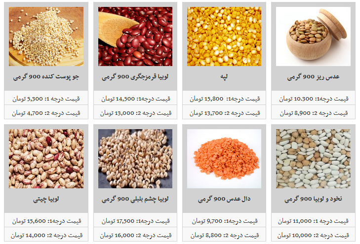 خریدحبوبات بسته بندی شرکتی در غرفه های تره بار چقدر تمام می شود؟
