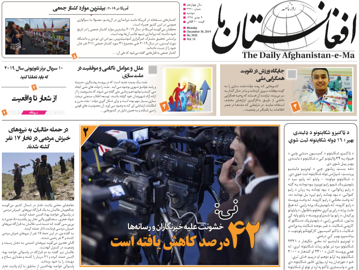 تصاویر صفحه اول روزنامه های افغانستان/ ۹ جدی