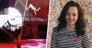سقوط ناگهانی زن آکروبات باز در مقابل چشمان وحشت زده تماشاچیان